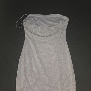 Elegant Silver Strapless Dress